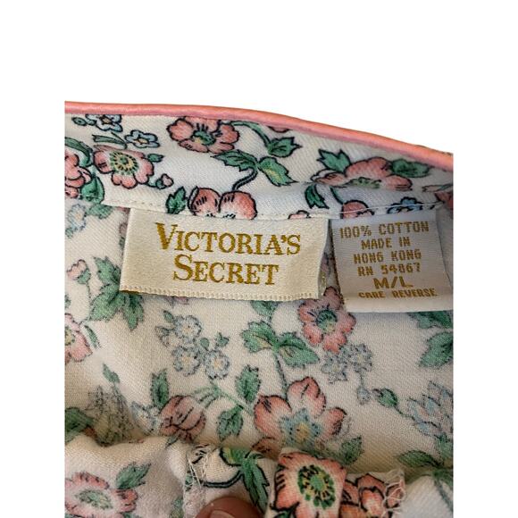 Victoria's Secret Women's Floral Nightgown Size Medium 100% Cotton Button Up - Picture 3 of 6